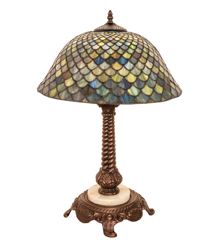 Meyda Tiffany Lighting 251959 Tiffany Fishscale One Light Table Lamp Lamp Bronze / Dark