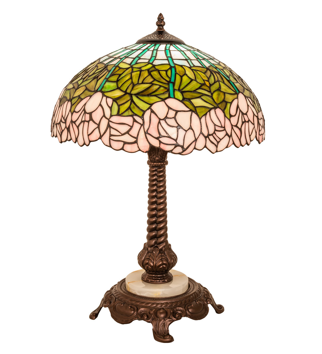 Meyda Tiffany Lighting 251964 Tiffany Cabbage Rose One Light Table Lamp Lamp Bronze / Dark