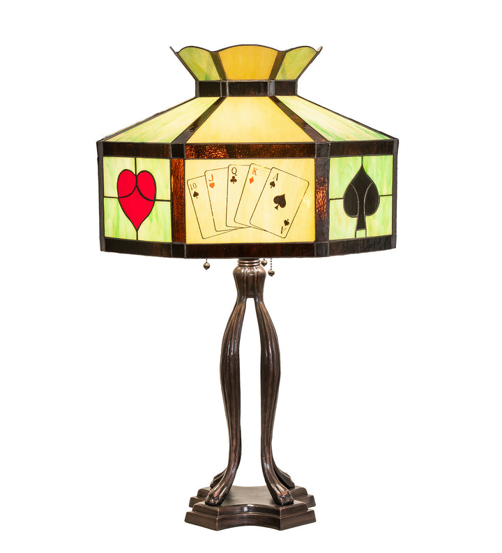 Meyda Tiffany Lighting 252404 Poker Face Three Light Table Lamp Lamp Bronze / Dark