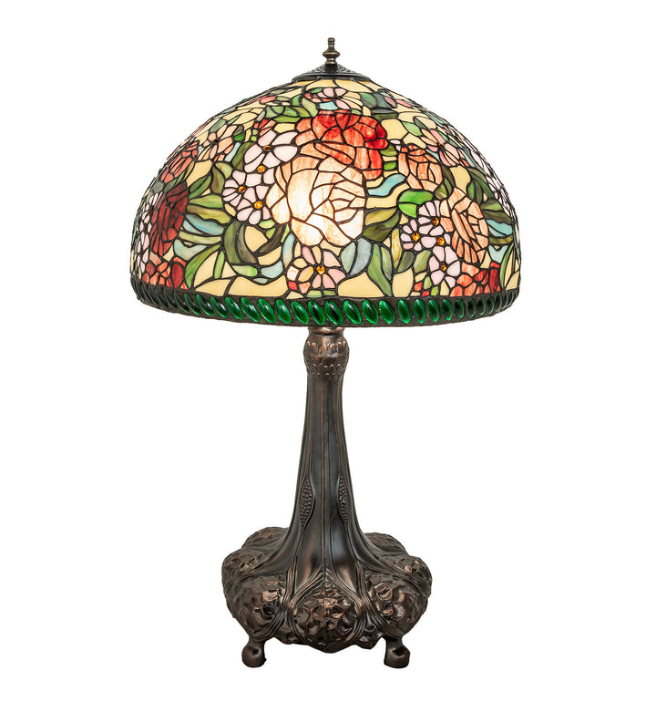 Meyda Tiffany Lighting 252829 Romance Rose Three Light Table Lamp Lamp Bronze / Dark