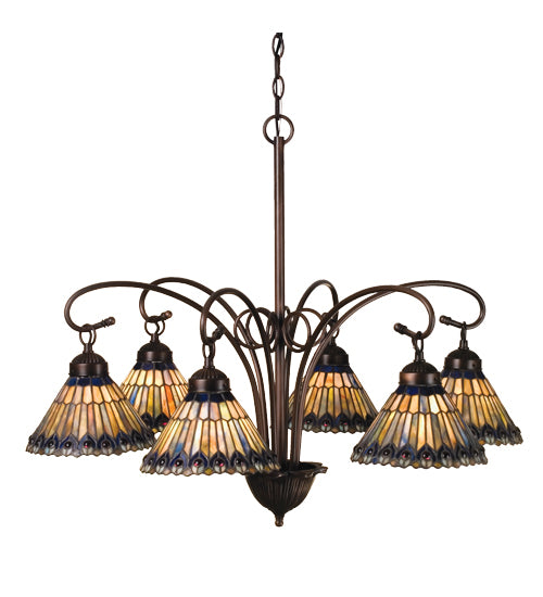 Meyda Tiffany Tiffany Jeweled Peacock 12271 Chandelier Light - Brushed Nickel