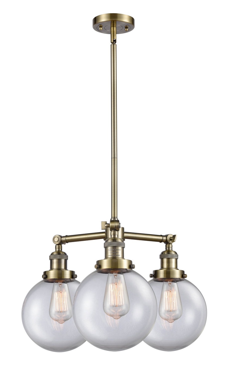 Innovations Franklin Restoration 207-AB-G202-8-LED Chandelier Light - Antique Brass
