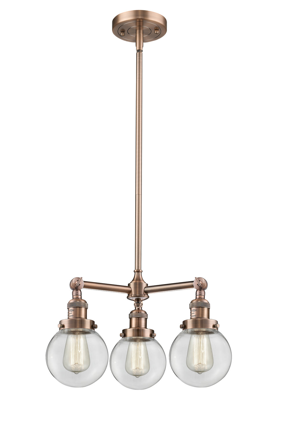 Innovations Franklin Restoration 207-AC-G202-6-LED Chandelier Light - Antique Copper