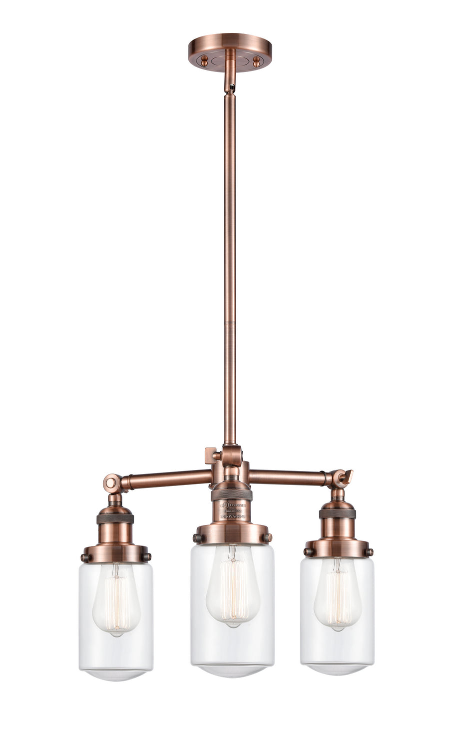 Innovations Franklin Restoration 207-AC-G312-LED Chandelier Light - Antique Copper