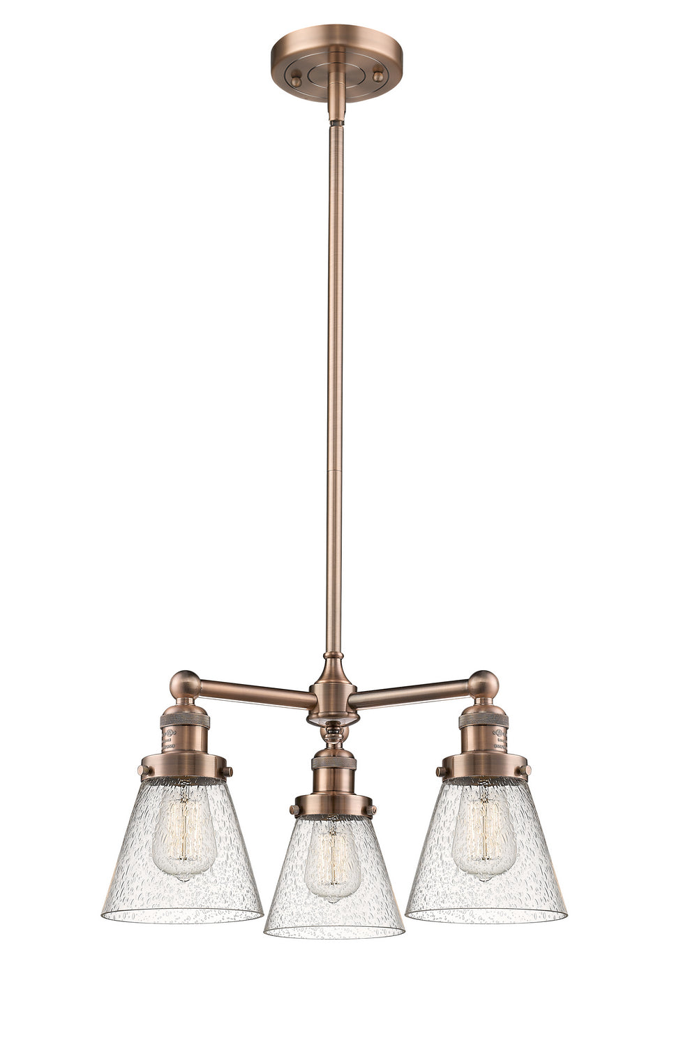 Innovations Franklin Restoration 207-AC-G64-LED Chandelier Light - Antique Copper