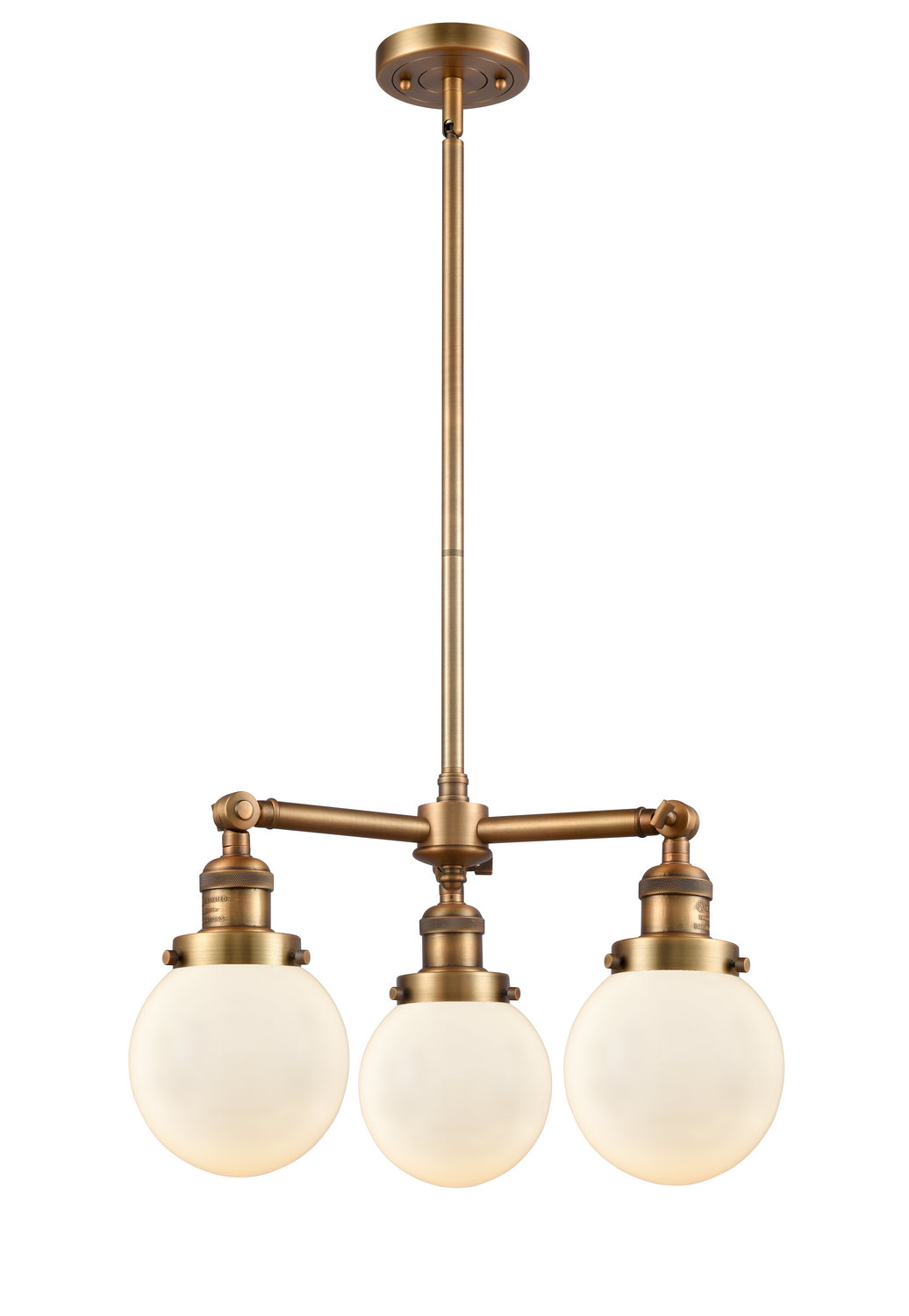 Innovations Franklin Restoration 207-BB-G201-6-LED Chandelier Light - Brushed Brass