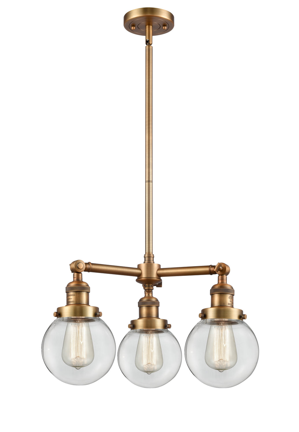 Innovations Franklin Restoration 207-BB-G202-6-LED Chandelier Light - Brushed Brass