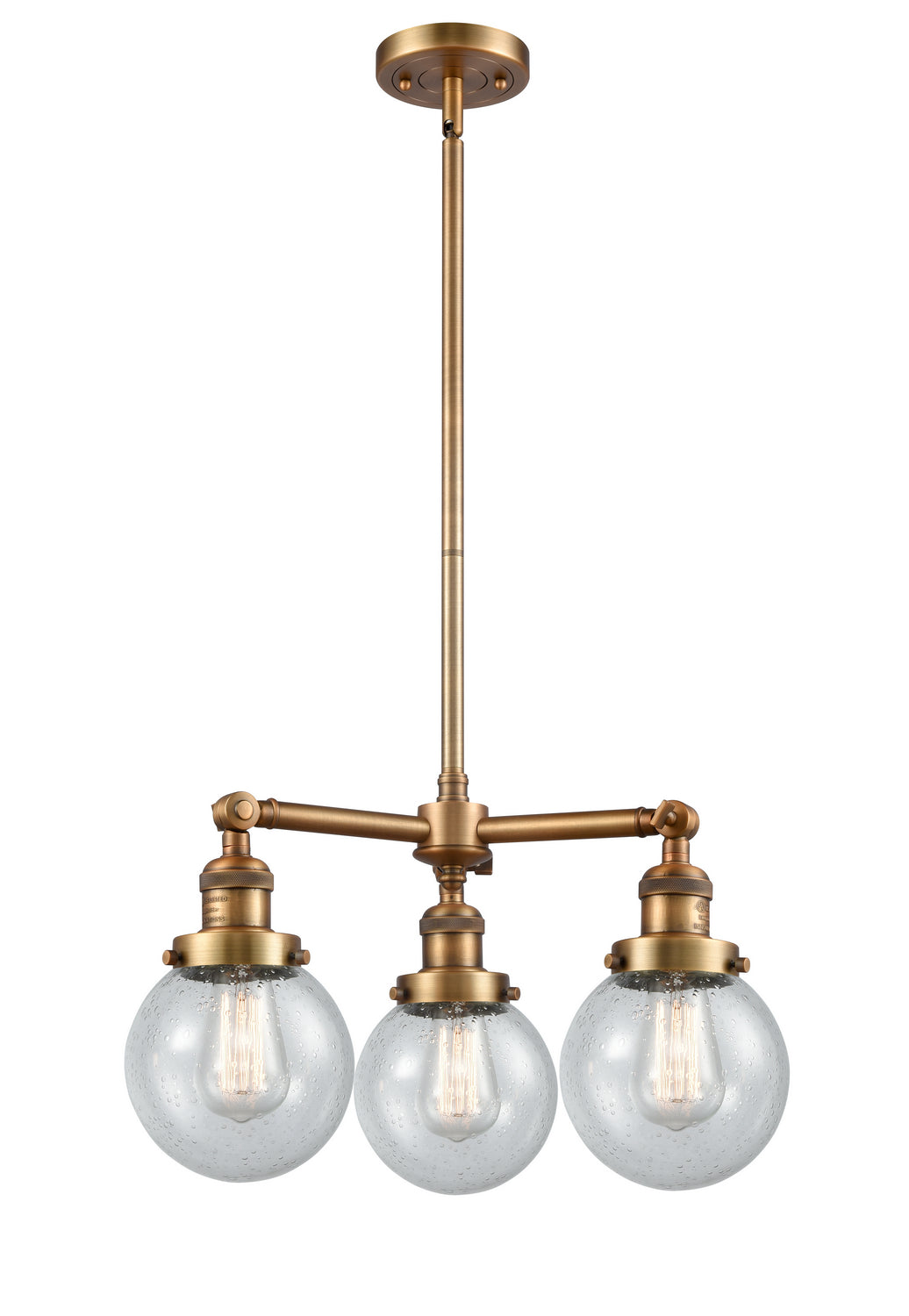 Innovations Franklin Restoration 207-BB-G204-6-LED Chandelier Light - Brushed Brass