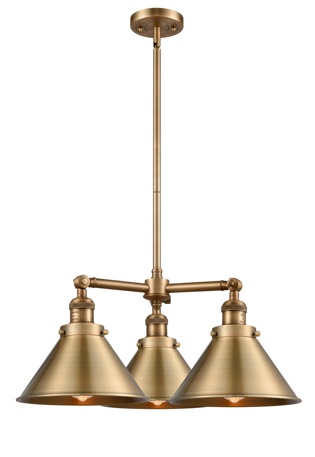 Innovations Franklin Restoration 207-BB-M10 Chandelier Light - Brushed Brass