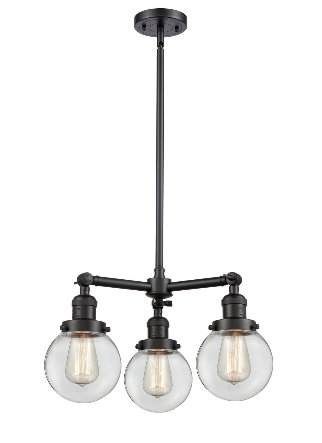 Innovations Franklin Restoration 207-BK-G202-6 Chandelier Light - Matte Black