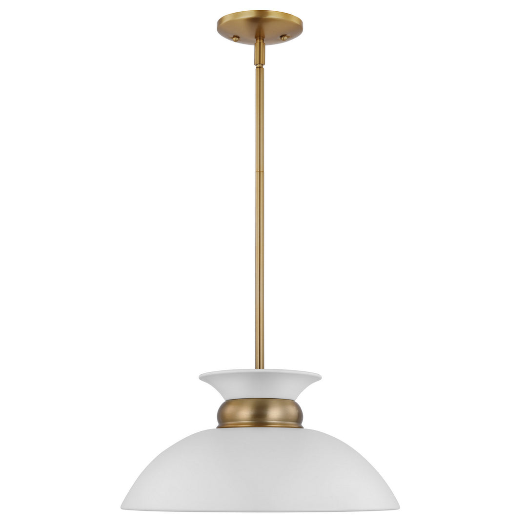 Nuvo Perkins 60-7463 Pendant Light - Matte White / Burnished Brass
