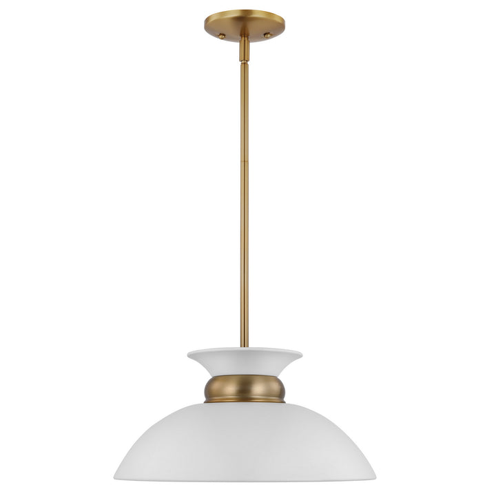 Nuvo Perkins 60-7463 Pendant Light - Matte White / Burnished Brass