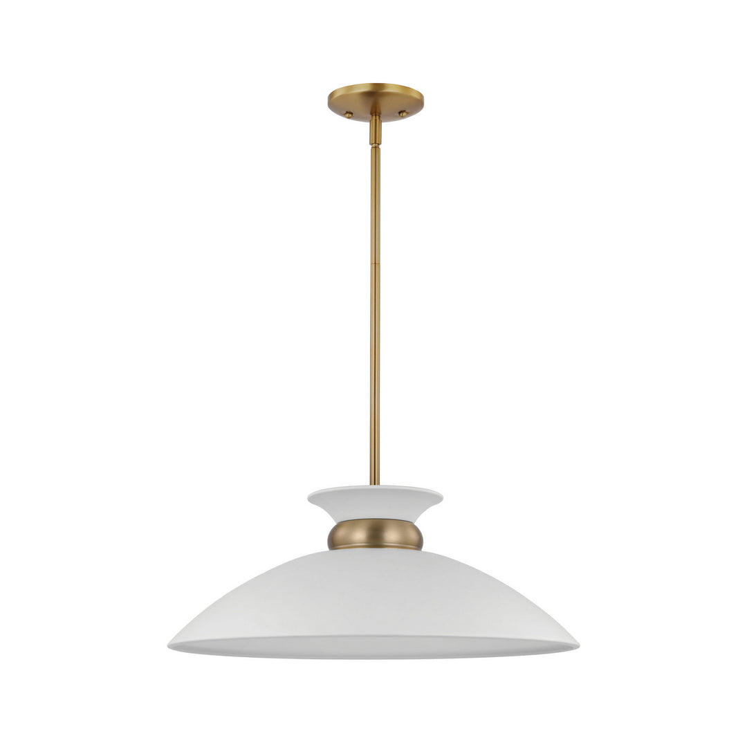Nuvo Perkins 60-7464 Pendant Light - Matte White / Burnished Brass