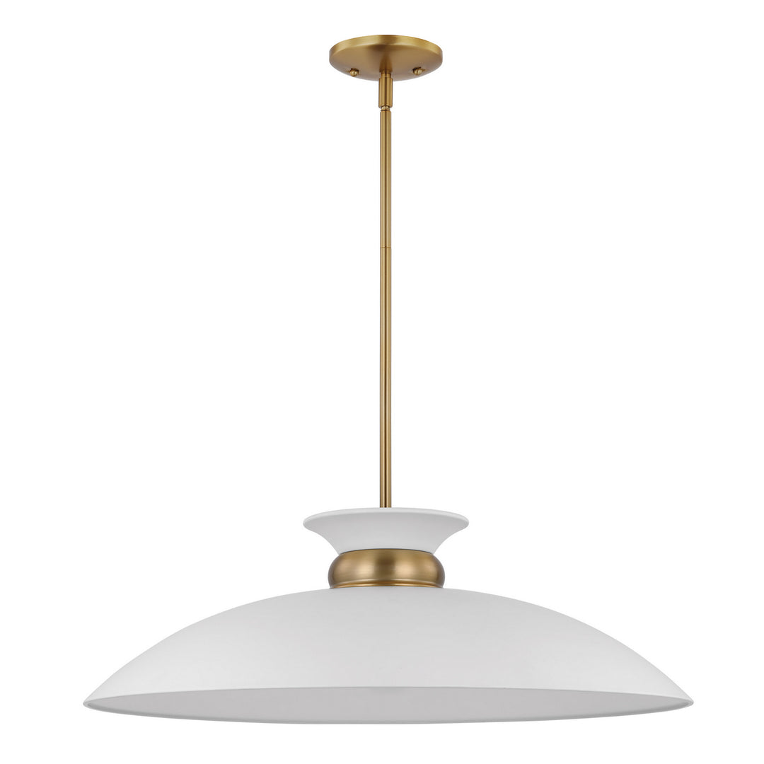 Nuvo Perkins 60-7465 Pendant Light - Matte White / Burnished Brass