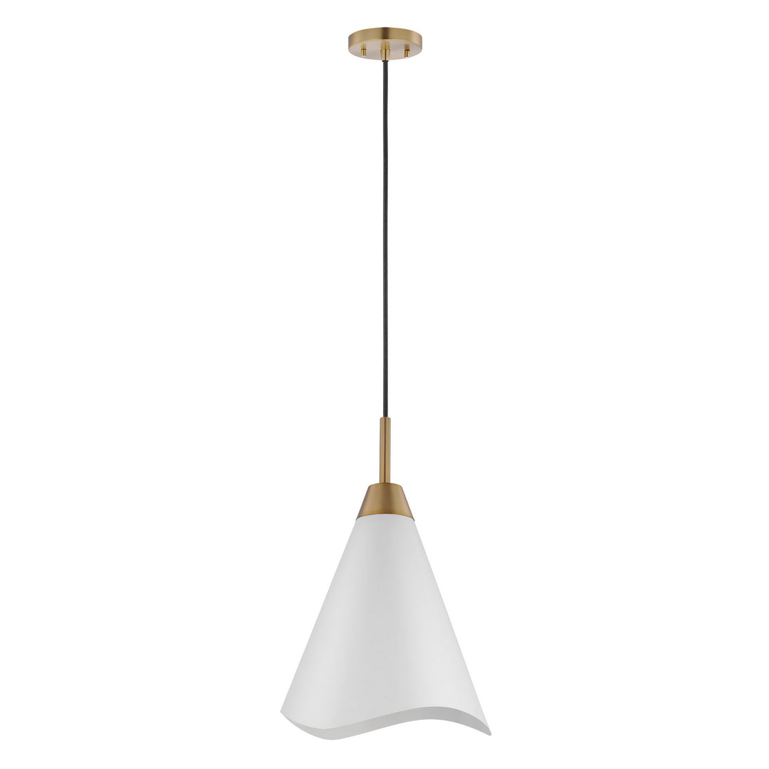 Nuvo Tango 60-7474 Pendant Light - Matte White / Burnished Brass