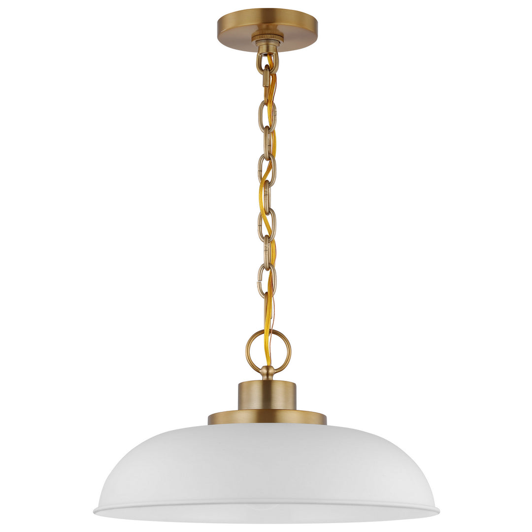 Nuvo Colony 60-7480 Pendant Light - Matte White / Burnished Brass