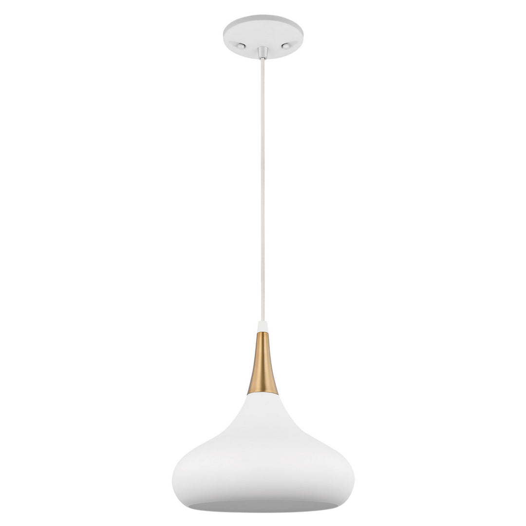 Nuvo Phoenix 60-7512 Pendant Light - Matte White / Burnished Brass