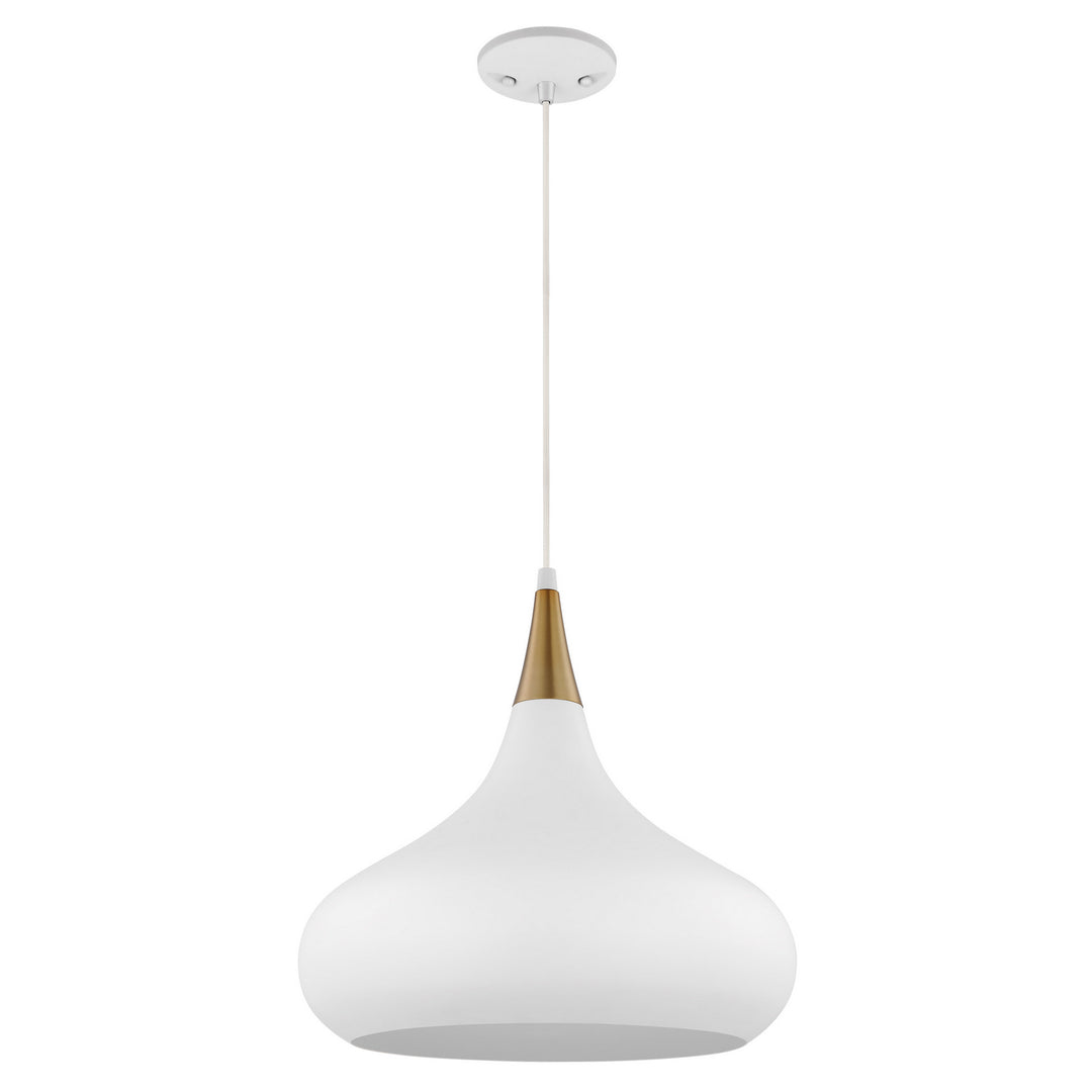 Nuvo Phoenix 60-7515 Pendant Light - Matte White / Burnished Brass