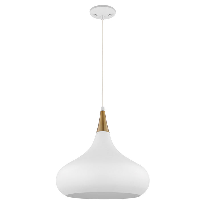 Nuvo Phoenix 60-7515 Pendant Light - Matte White / Burnished Brass