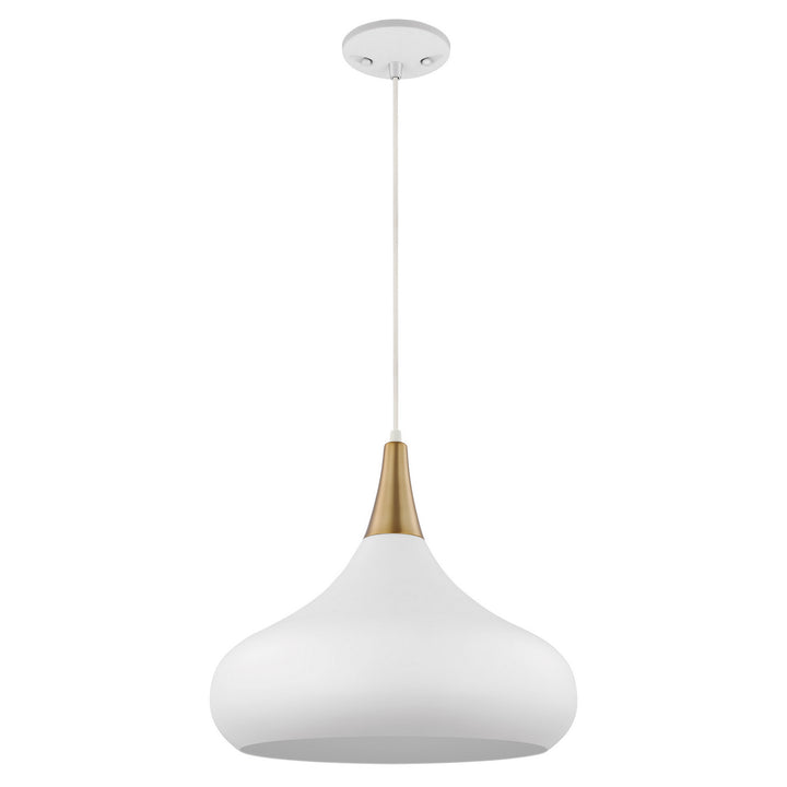 Nuvo Phoenix 60-7518 Pendant Light - Matte White / Burnished Brass