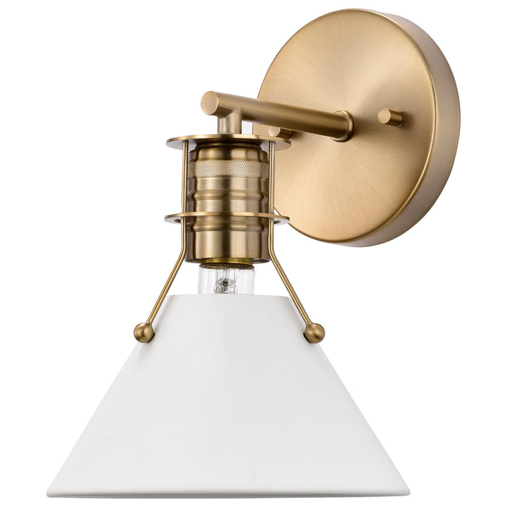 Nuvo Outpost 60-7520 Wall Light - Matte White / Burnished Brass