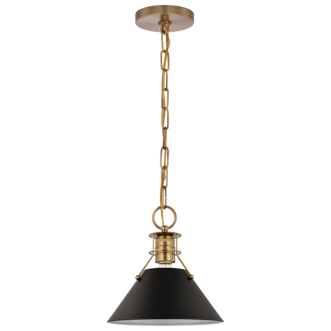 Nuvo Outpost 60-7521 Pendant Light - Matte Black / Burnished Brass