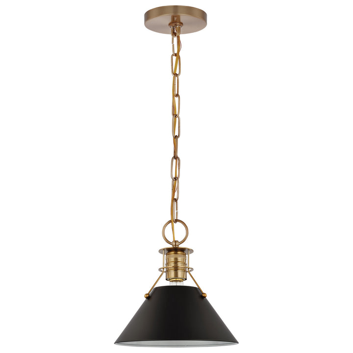 Nuvo Outpost 60-7521 Pendant Light - Matte Black / Burnished Brass