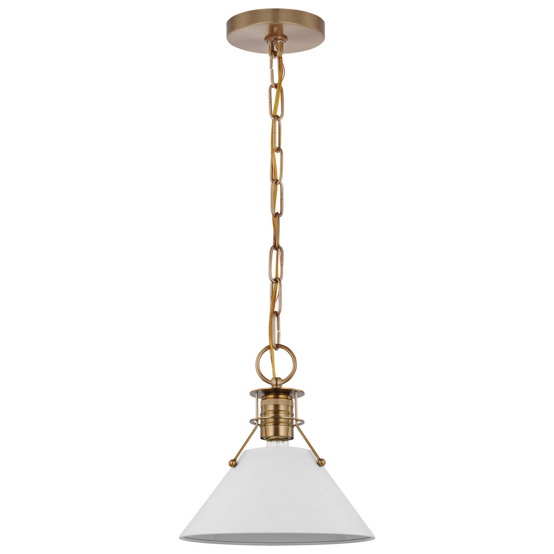 Nuvo Outpost 60-7522 Pendant Light - Matte White / Burnished Brass