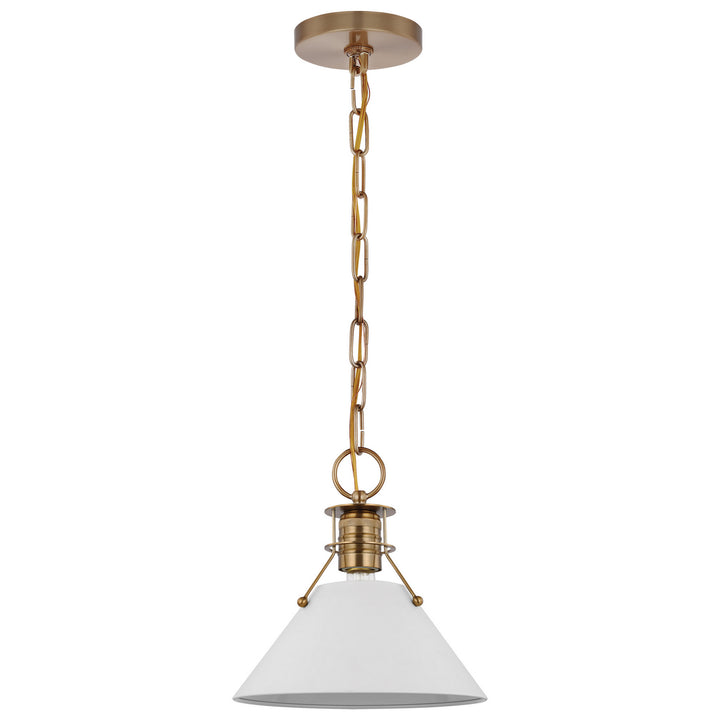 Nuvo Outpost 60-7522 Pendant Light - Matte White / Burnished Brass