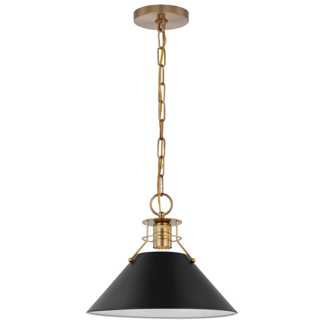 Nuvo Outpost 60-7523 Pendant Light - Matte Black / Burnished Brass
