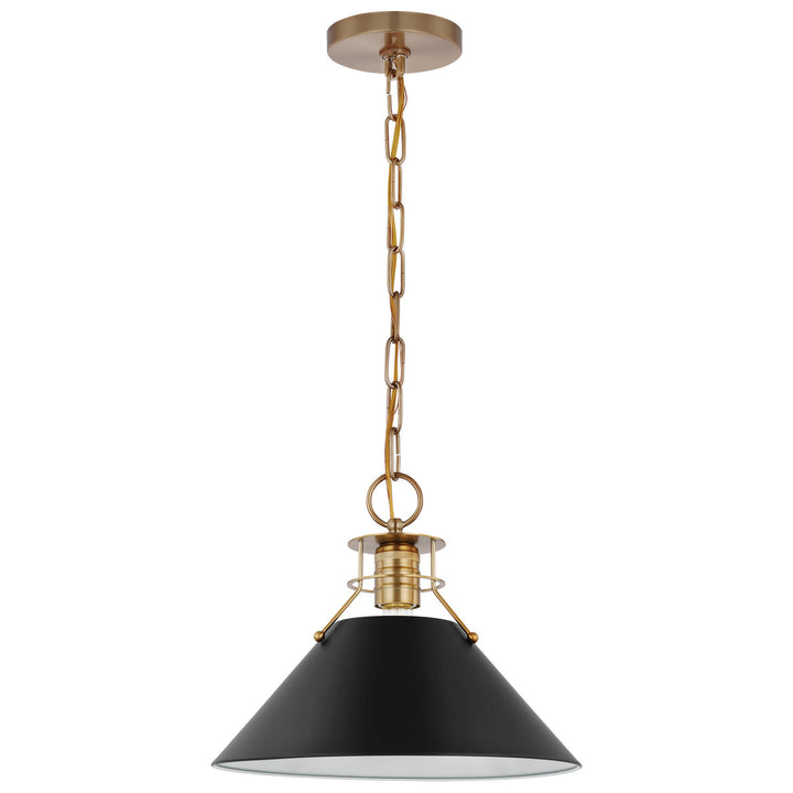 Nuvo Outpost 60-7523 Pendant Light - Matte Black / Burnished Brass