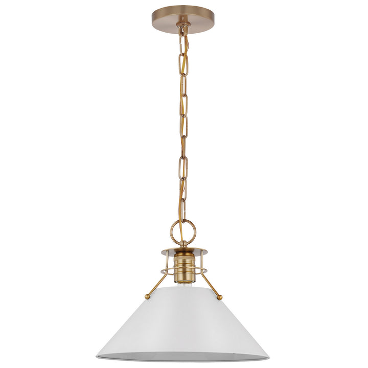 Nuvo Outpost 60-7524 Pendant Light - Matte White / Burnished Brass
