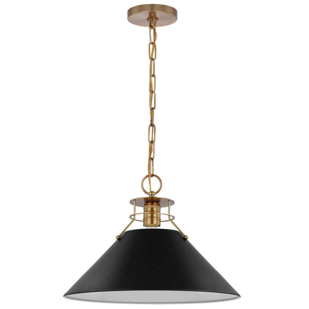 Nuvo Outpost 60-7525 Pendant Light - Matte Black / Burnished Brass