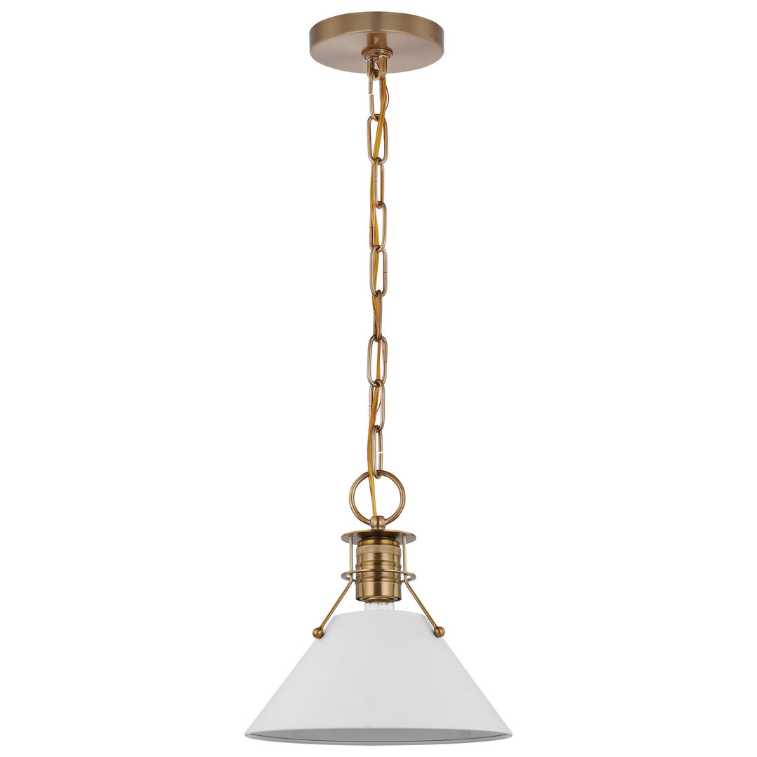 Nuvo Outpost 60-7526 Pendant Light - Matte White / Burnished Brass