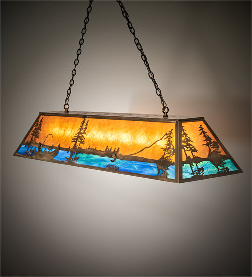 Meyda Tiffany Trout & Fisherman 122907 Pendant Light - Antique Copper