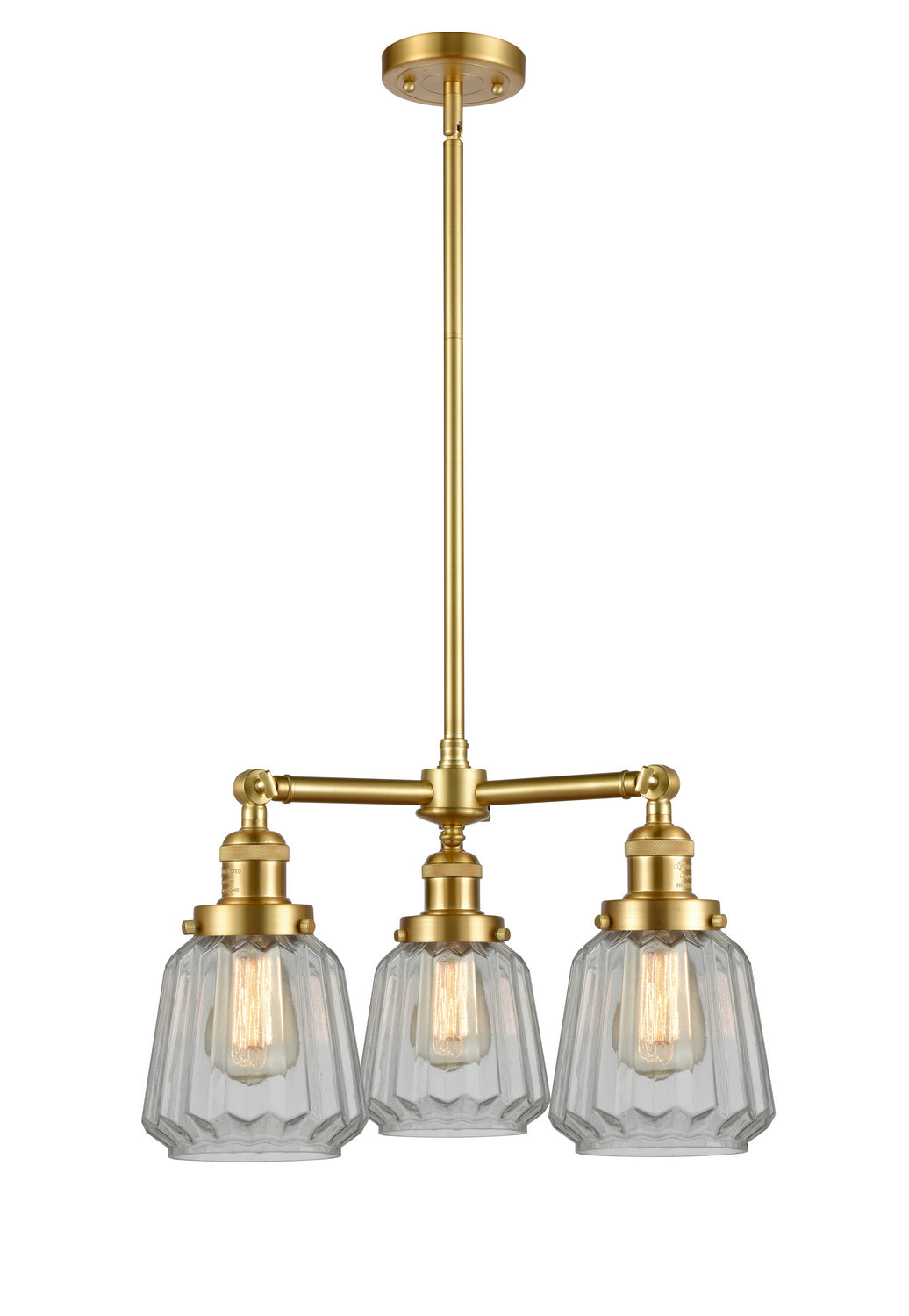 Innovations Franklin Restoration 207-SG-G142 Chandelier Light - Satin Gold