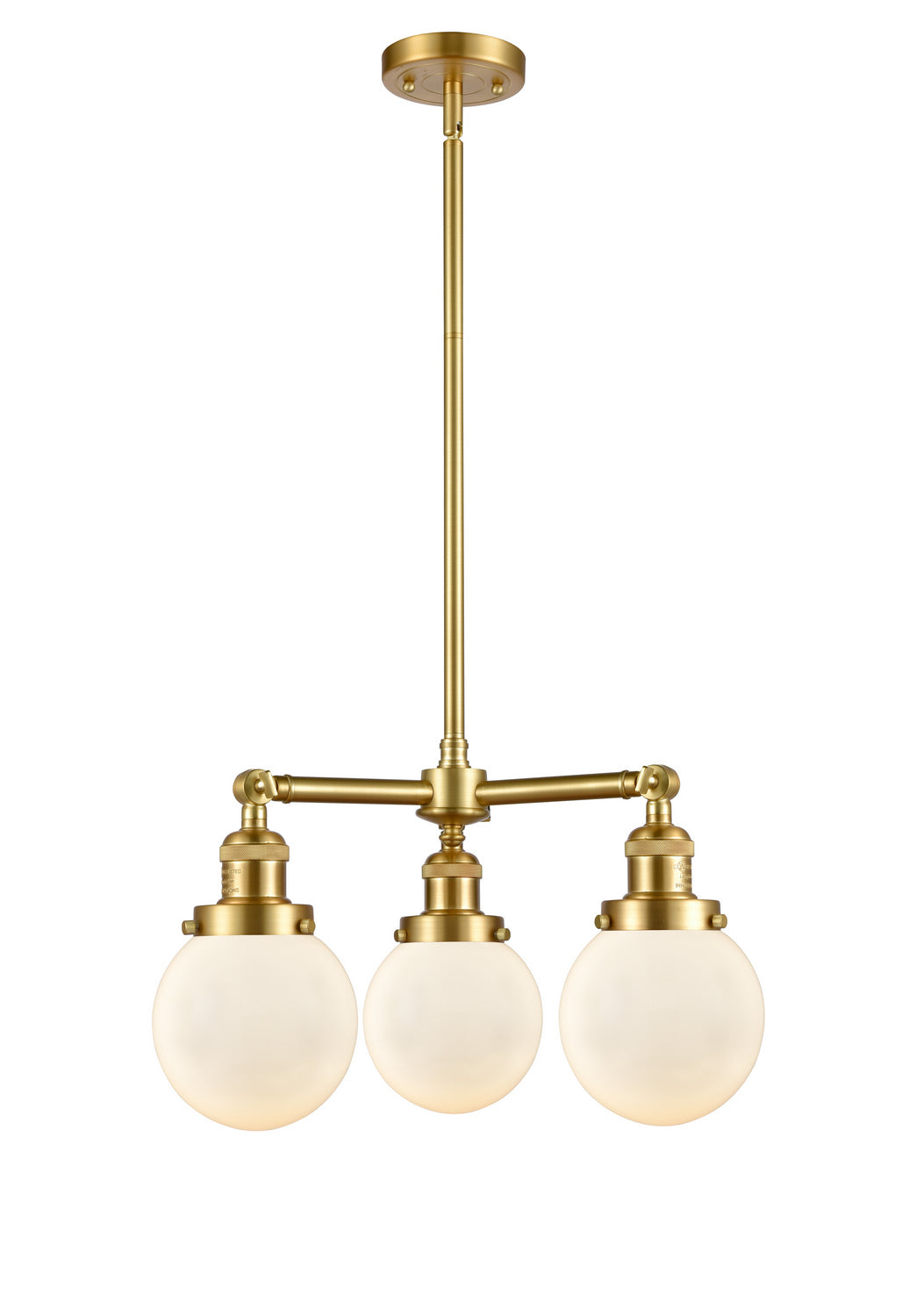 Innovations Franklin Restoration 207-SG-G201-6-LED Chandelier Light - Satin Gold