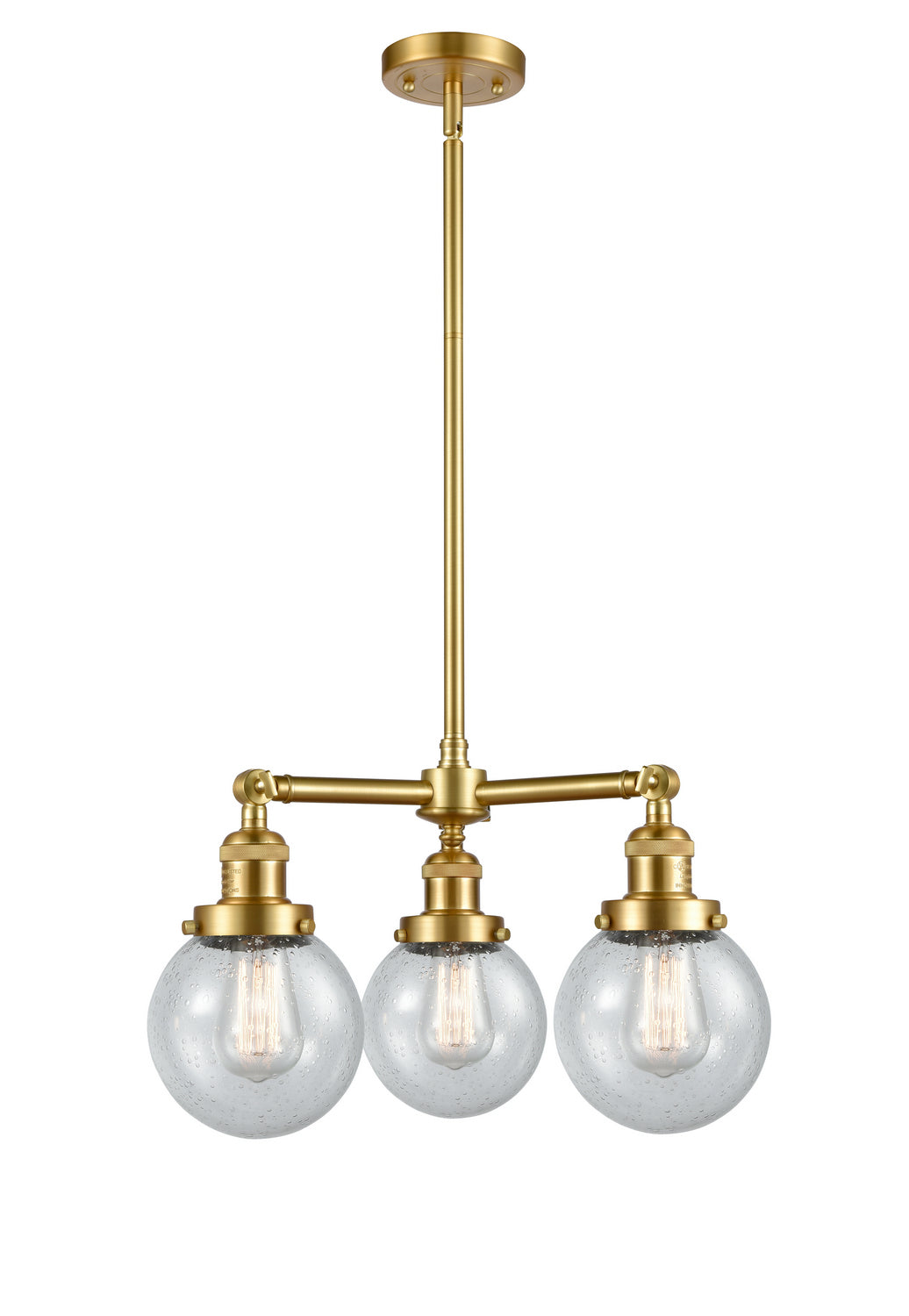 Innovations Franklin Restoration 207-SG-G204-6-LED Chandelier Light - Satin Gold
