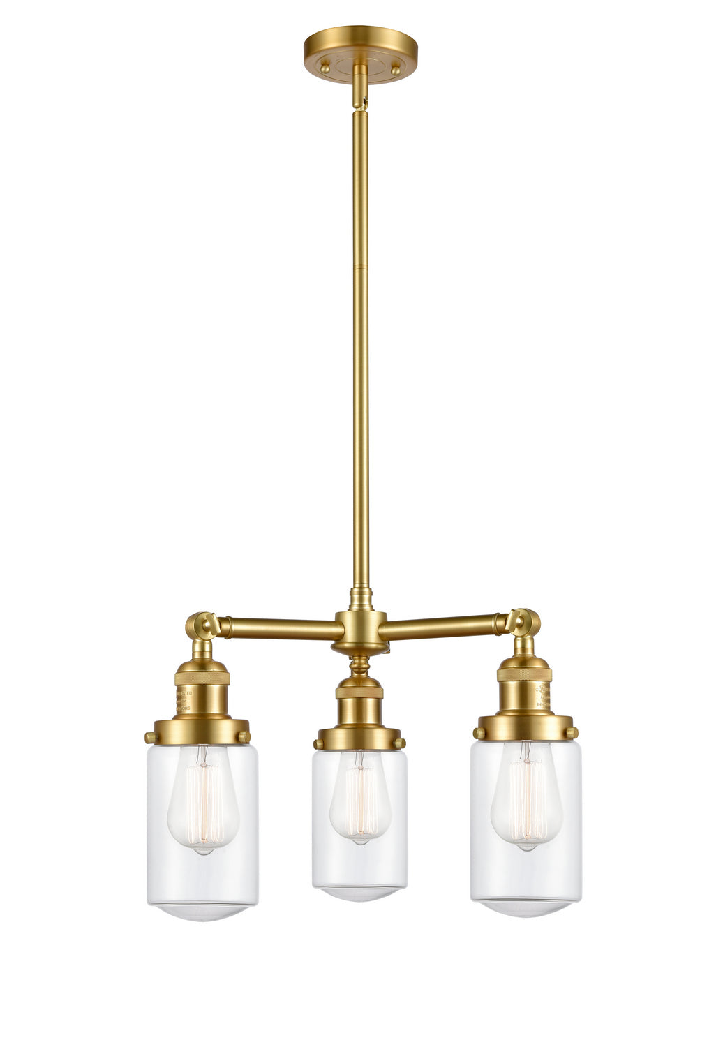 Innovations Franklin Restoration 207-SG-G312 Chandelier Light - Satin Gold