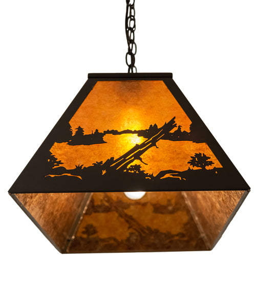 Meyda Tiffany Elk At Lake 122975 Pendant Light - Timeless Bronze