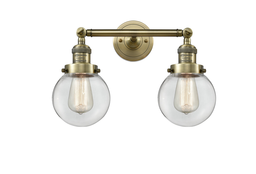 Innovations Franklin Restoration 208-AB-G202-6-LED Bath Vanity Light 17 in. wide - Antique Brass