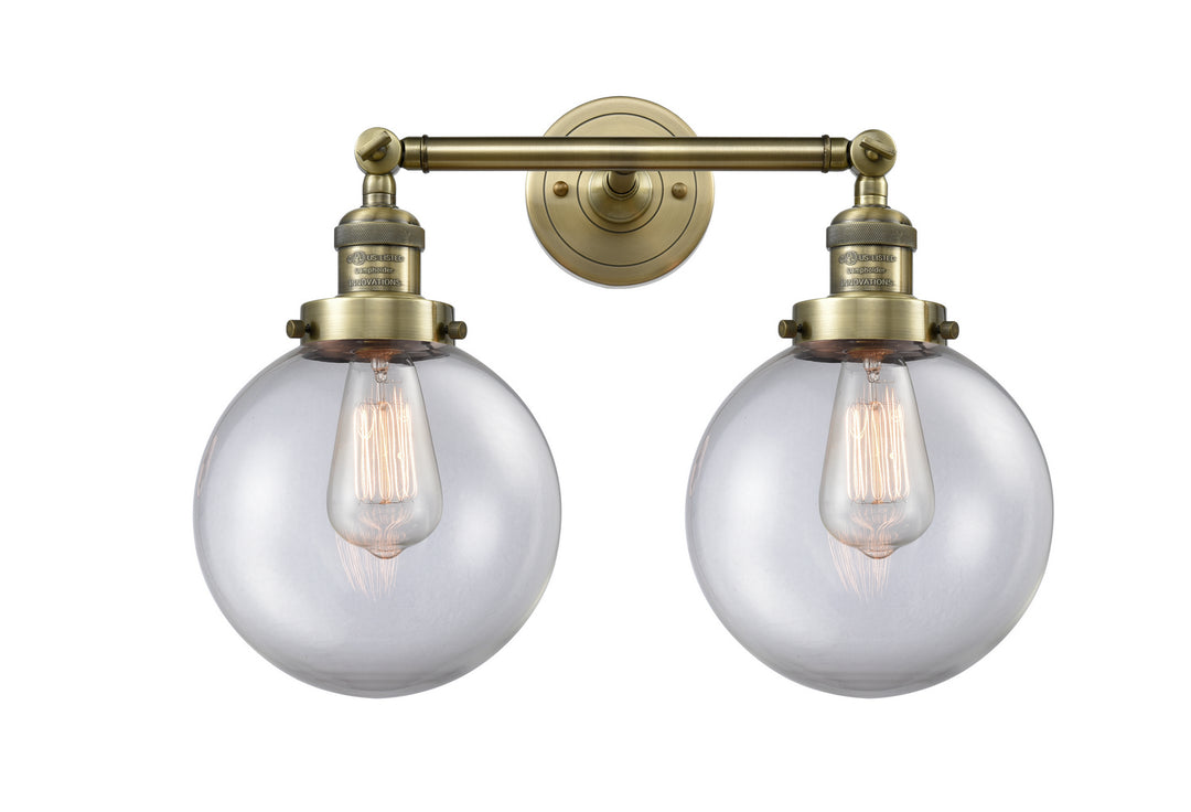 Innovations Franklin Restoration 208-AB-G202-8-LED Bath Vanity Light 19 in. wide - Antique Brass