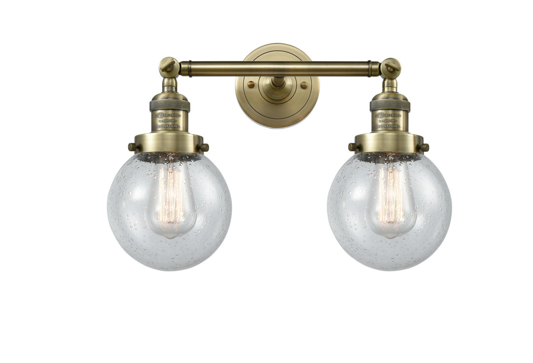 Innovations Franklin Restoration 208-AB-G204-6 Bath Vanity Light 17 in. wide - Antique Brass