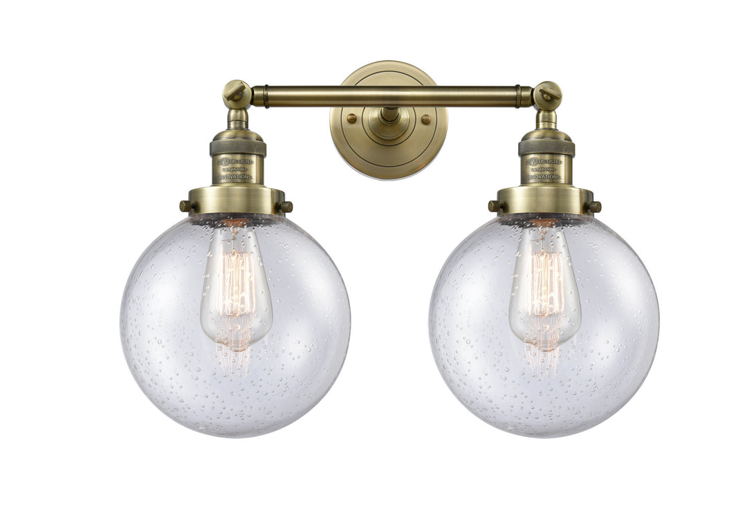 Innovations Franklin Restoration 208-AB-G204-8 Bath Vanity Light 19 in. wide - Antique Brass