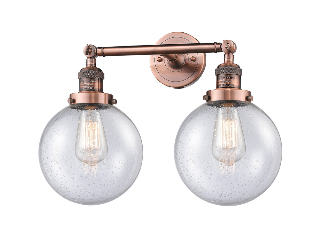 Innovations Franklin Restoration 208-AC-G204-8 Bath Vanity Light 19 in. wide - Antique Copper