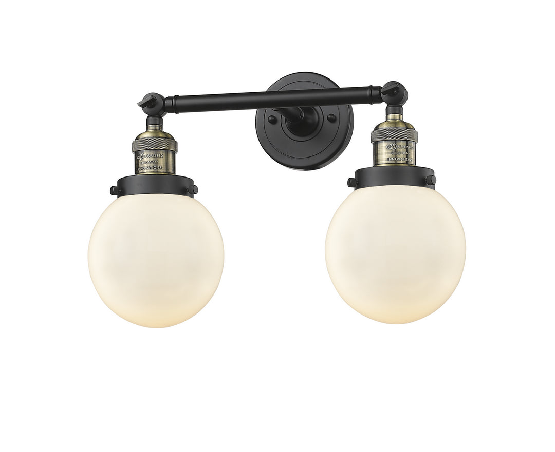 Innovations Franklin Restoration 208-BAB-G201-6-LED Bath Vanity Light 17 in. wide - Black Antique Brass