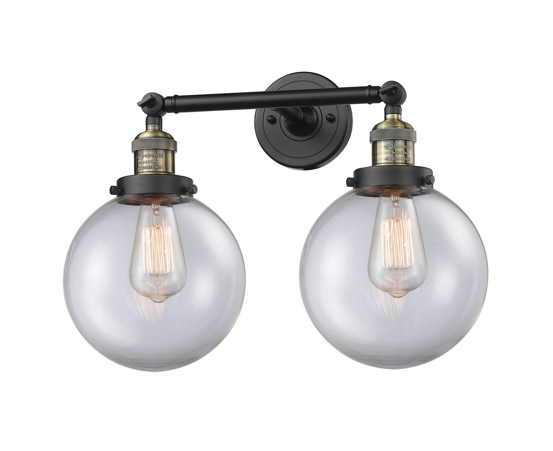 Innovations Franklin Restoration 208-BAB-G202-8-LED Bath Vanity Light 19 in. wide - Black Antique Brass