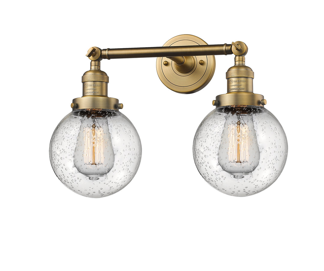 Innovations Franklin Restoration 208-BB-G204-6 Bath Vanity Light 17 in. wide - Brushed Brass