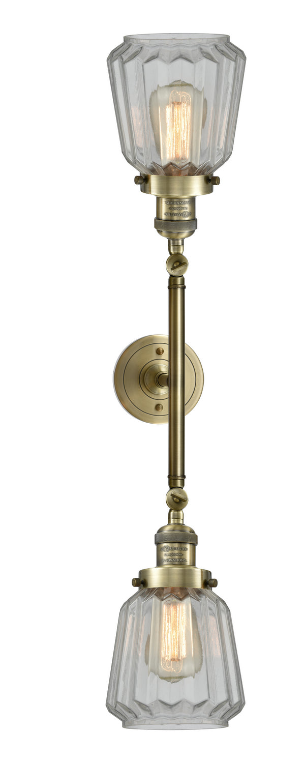 Innovations Franklin Restoration 208L-AB-G142 Bath Vanity Light 7 in. wide - Antique Brass