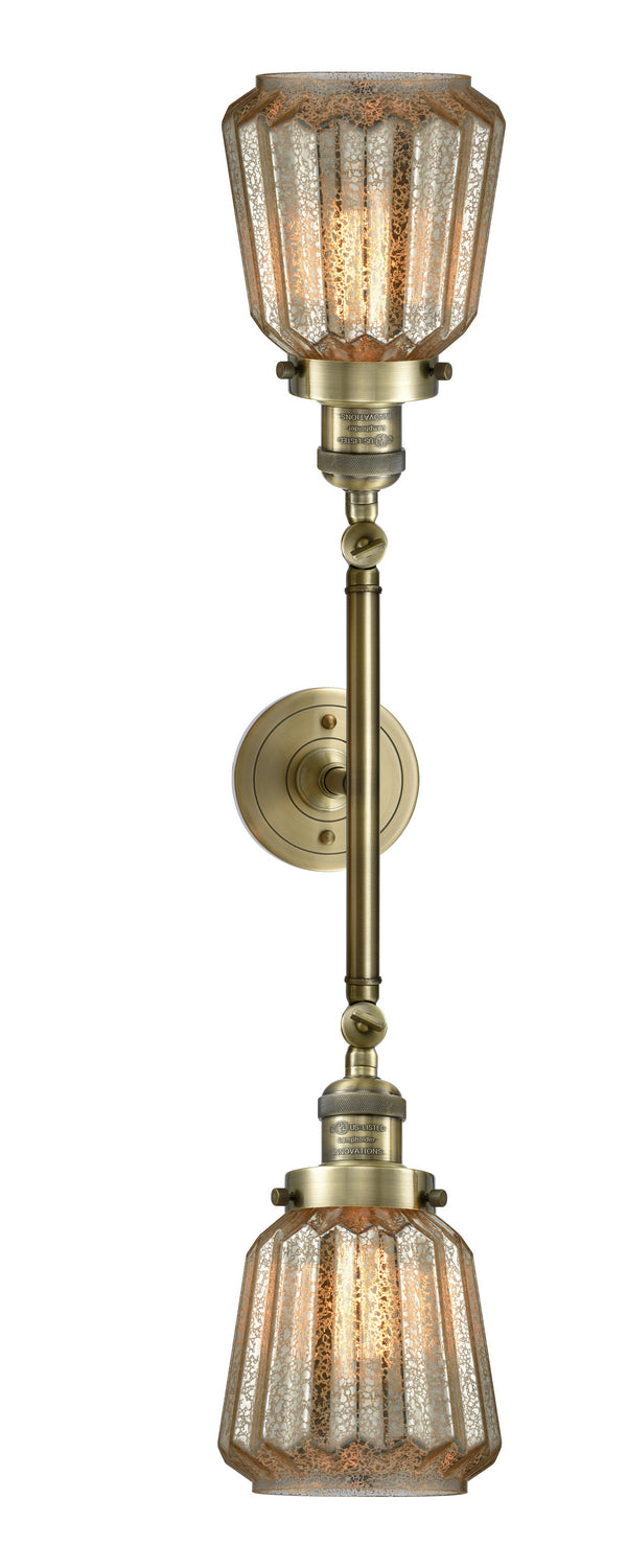 Innovations Franklin Restoration 208L-AB-G146 Bath Vanity Light 7 in. wide - Antique Brass